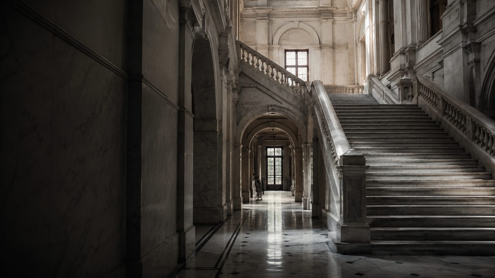 Grand marble courthouse staircase